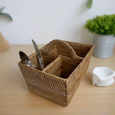 Rattan 3-Compartment Organiser Caddy/Condiment