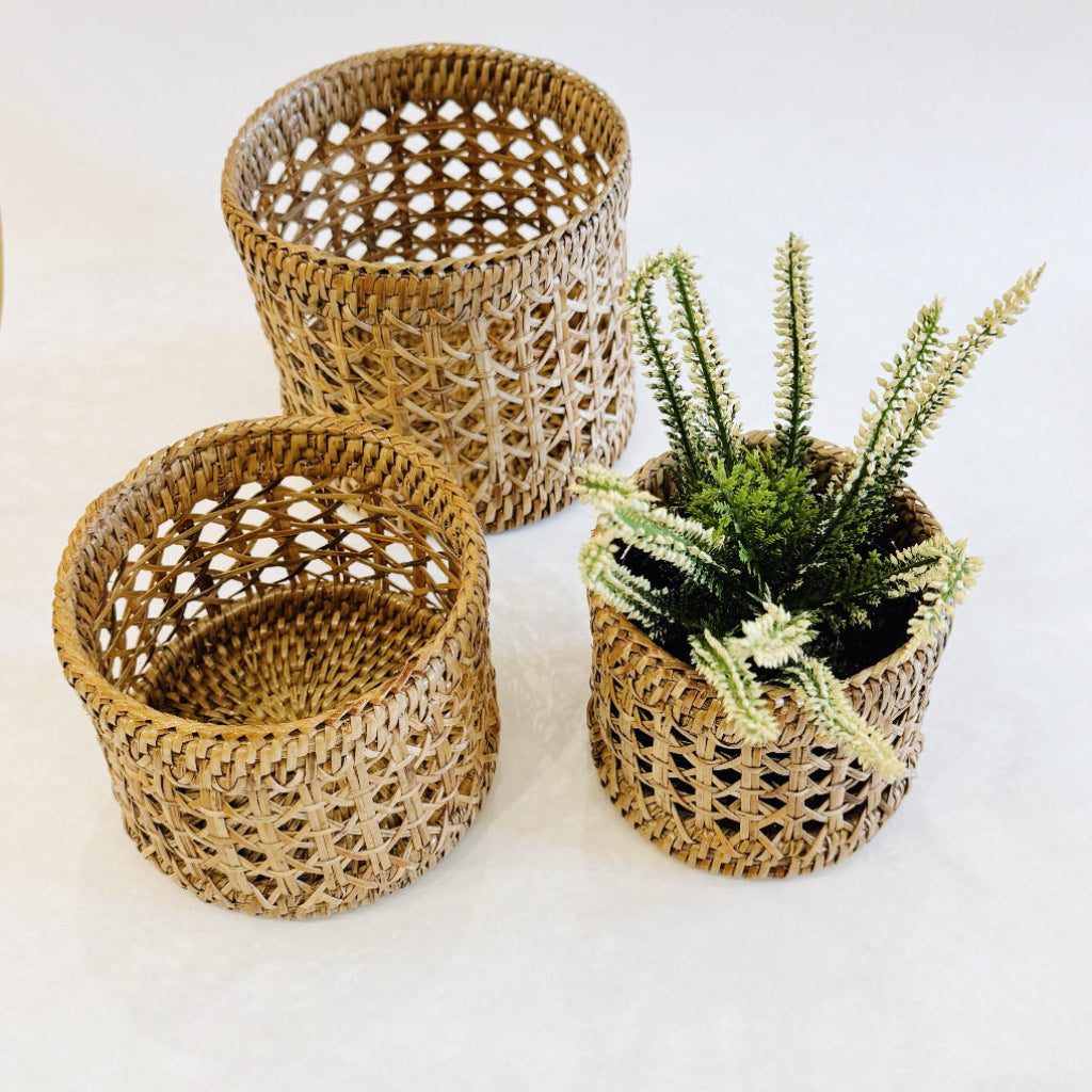 Rattan Small Planter/ Small Rattan Storage Pot ( Sold individually)