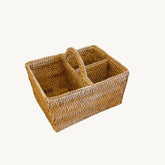 Rattan 3-Compartment Organiser Caddy/Condiment