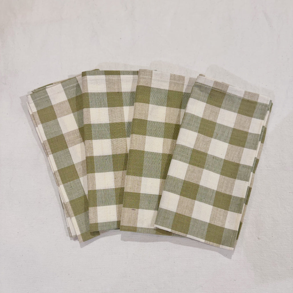 Handwoven 100% Pure Cotton Napkins – Gingham Check ( Set of Four)
