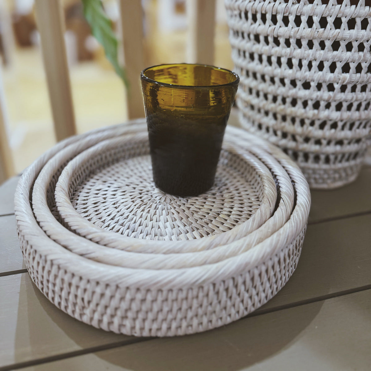 Rattan Three Size Small Round Tray