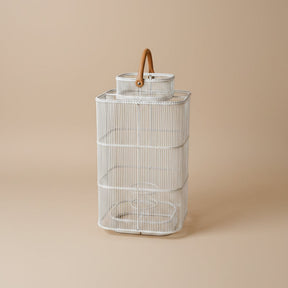Rattan Floor Lantern – White