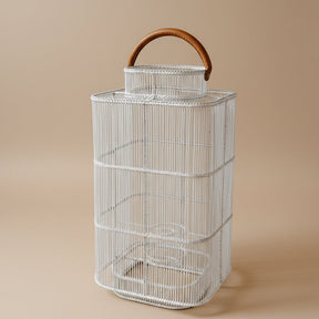 Rattan Floor Lantern – White