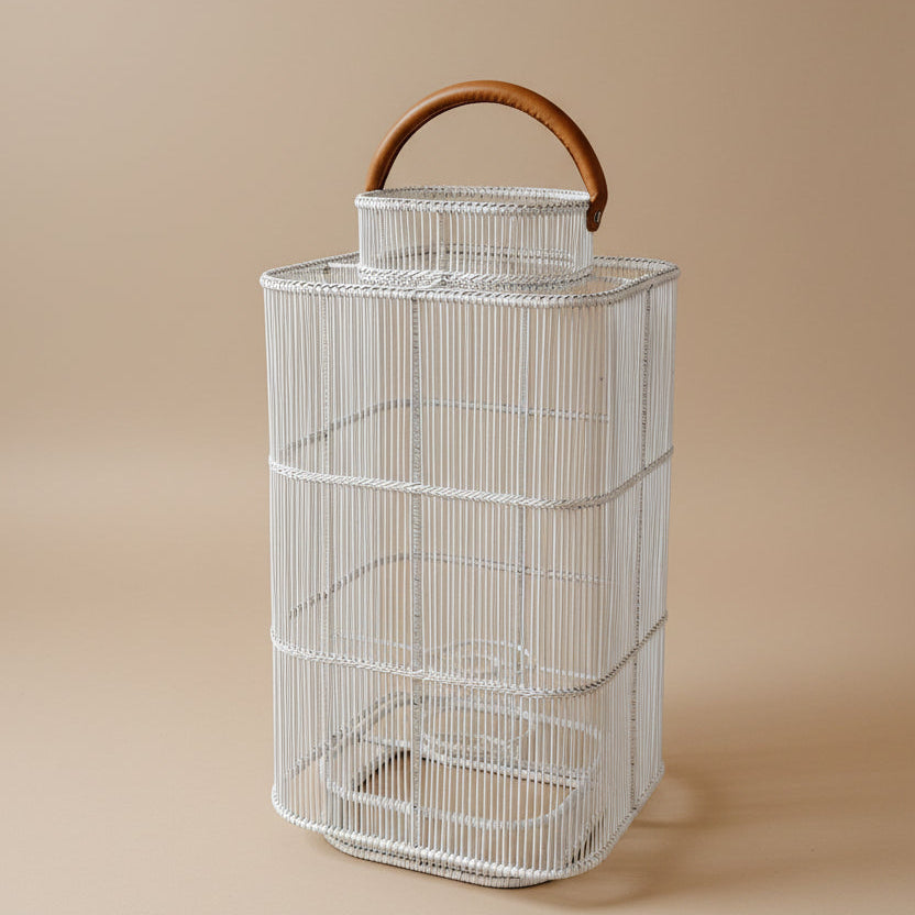 Rattan Floor Lantern – White