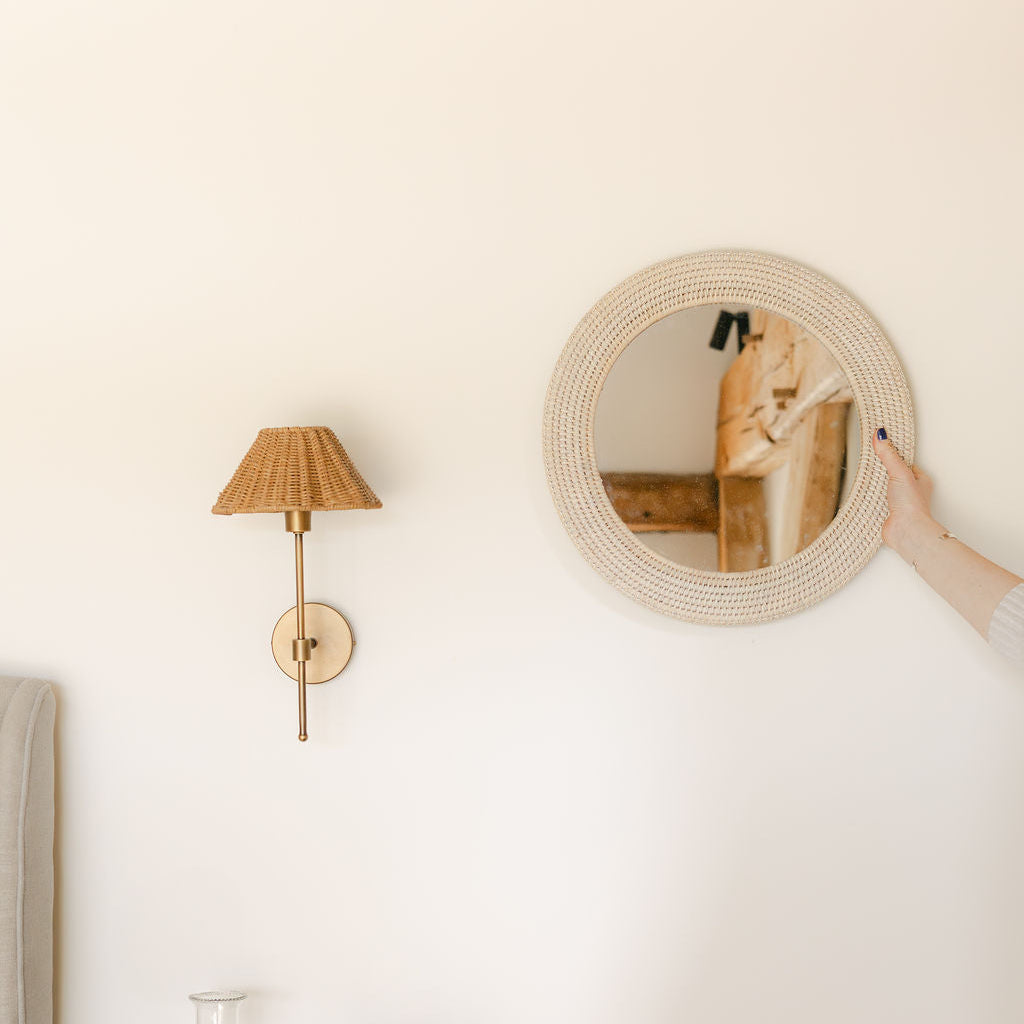 Boho Rattan Round Wall Mirror
