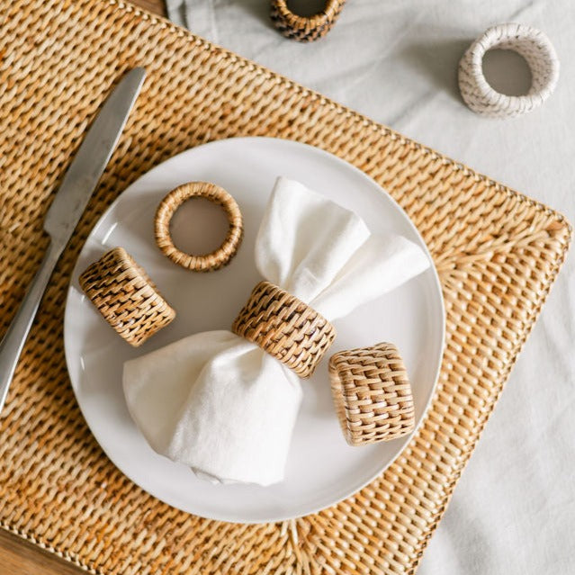 Rattan Napkin Holder Ring (Set of Four)