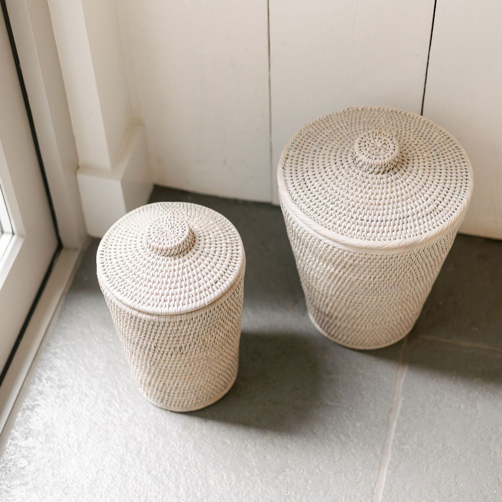 Rattan Small Waste Bin with Lid