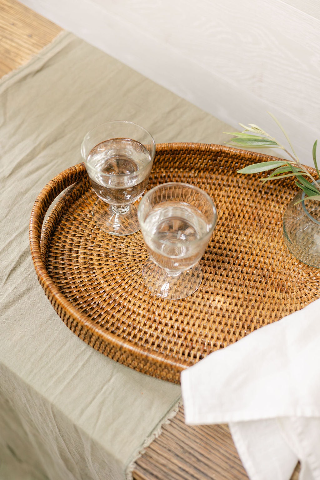 Rattan Oval Serving Tray with Arch Handles