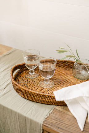 Rattan Oval Serving Tray with Arch Handles