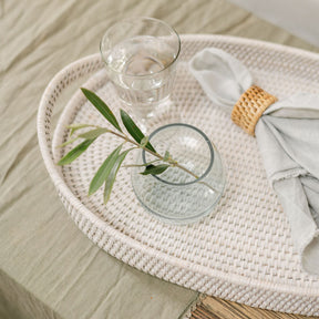 Rattan Oval Serving Tray with Arch Handles