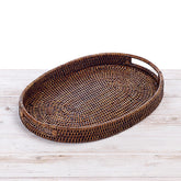 Oval Rattan Tray with Cut-Out Handles