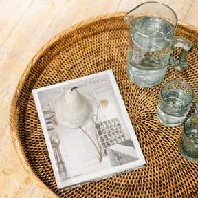 Rattan Small Round Serving Tray with Arch Handles