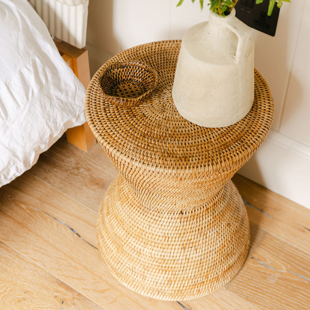 Rattan Bow Stool/ Side Table