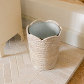 Scallop Rattan Bin with Metal Liner