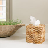 Rattan Square Tissue Box Cover