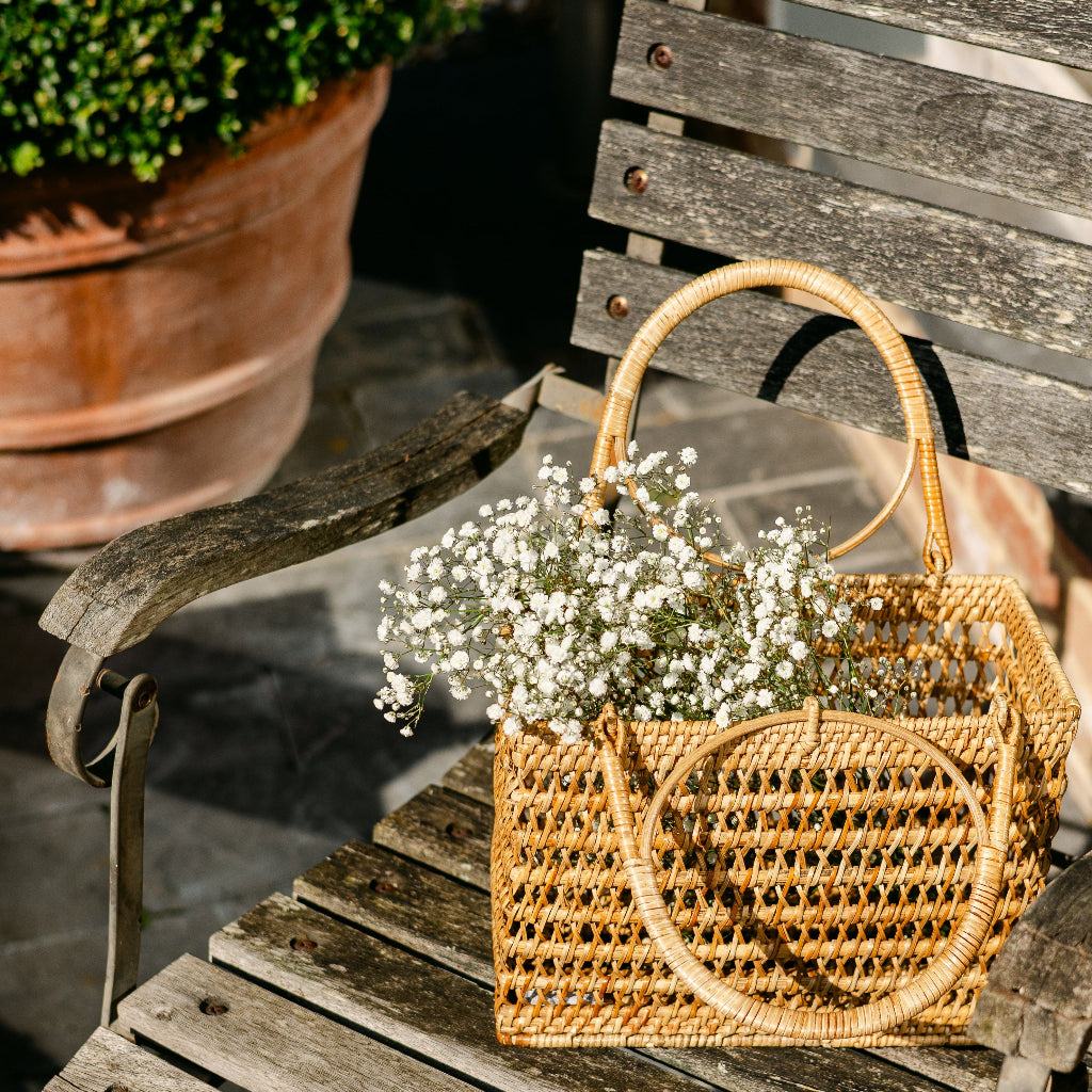 Rattan Handheld Picnic Basket
