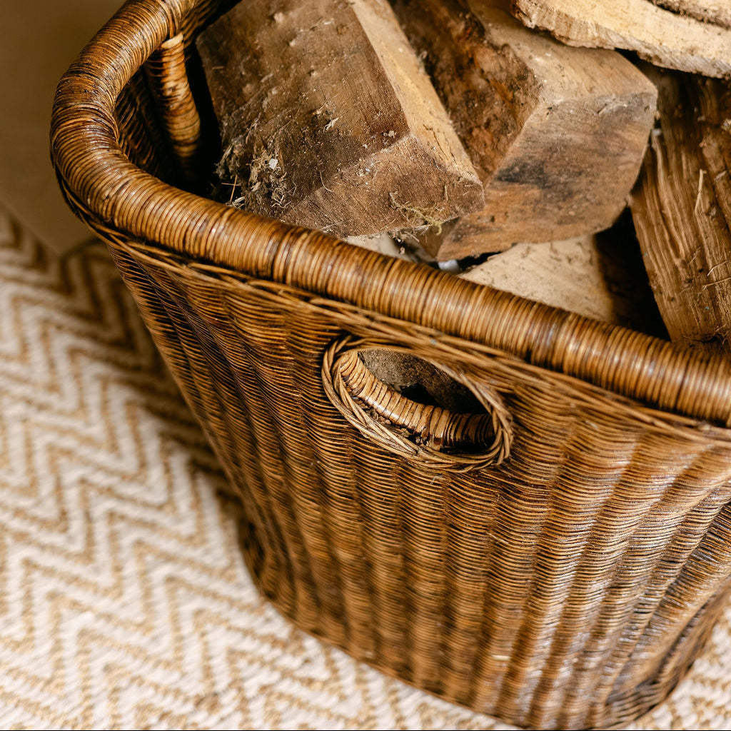 Large Rattan Tapered Log Basket