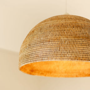 Handwoven Rattan Dome Pendant Light Shade | Natural Ceiling Lampshade