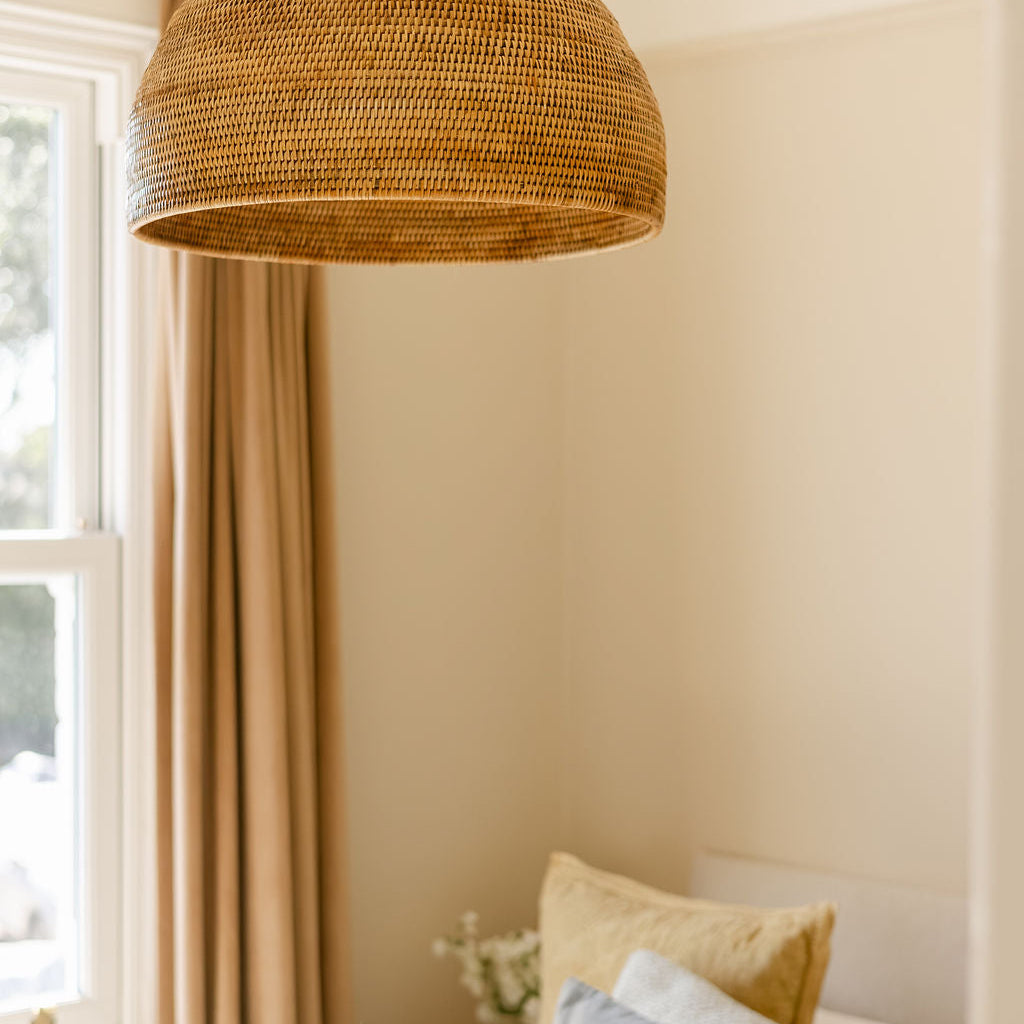 Handwoven Rattan Dome Pendant Light Shade | Natural Ceiling Lampshade