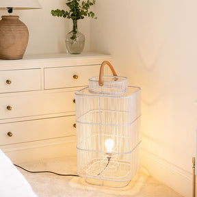 Rainfall Rattan Floor Lamp – White