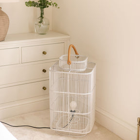 Rainfall Rattan Floor Lamp – White