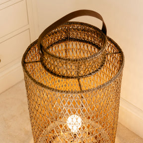 Diamond Weave Rattan Floor Lamp– Natural Brown