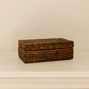 Small Rectangular Rattan Storage Box with Lid