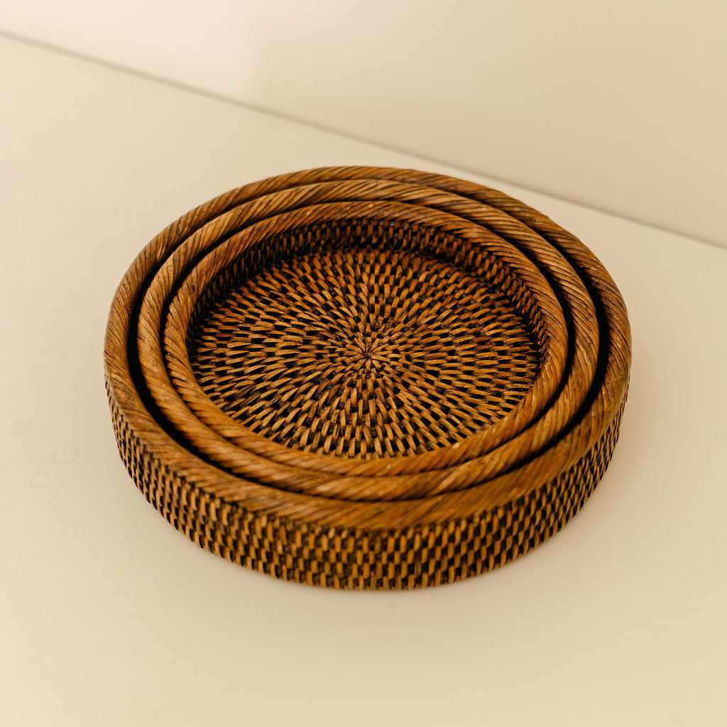 Small Round Rattan Tray