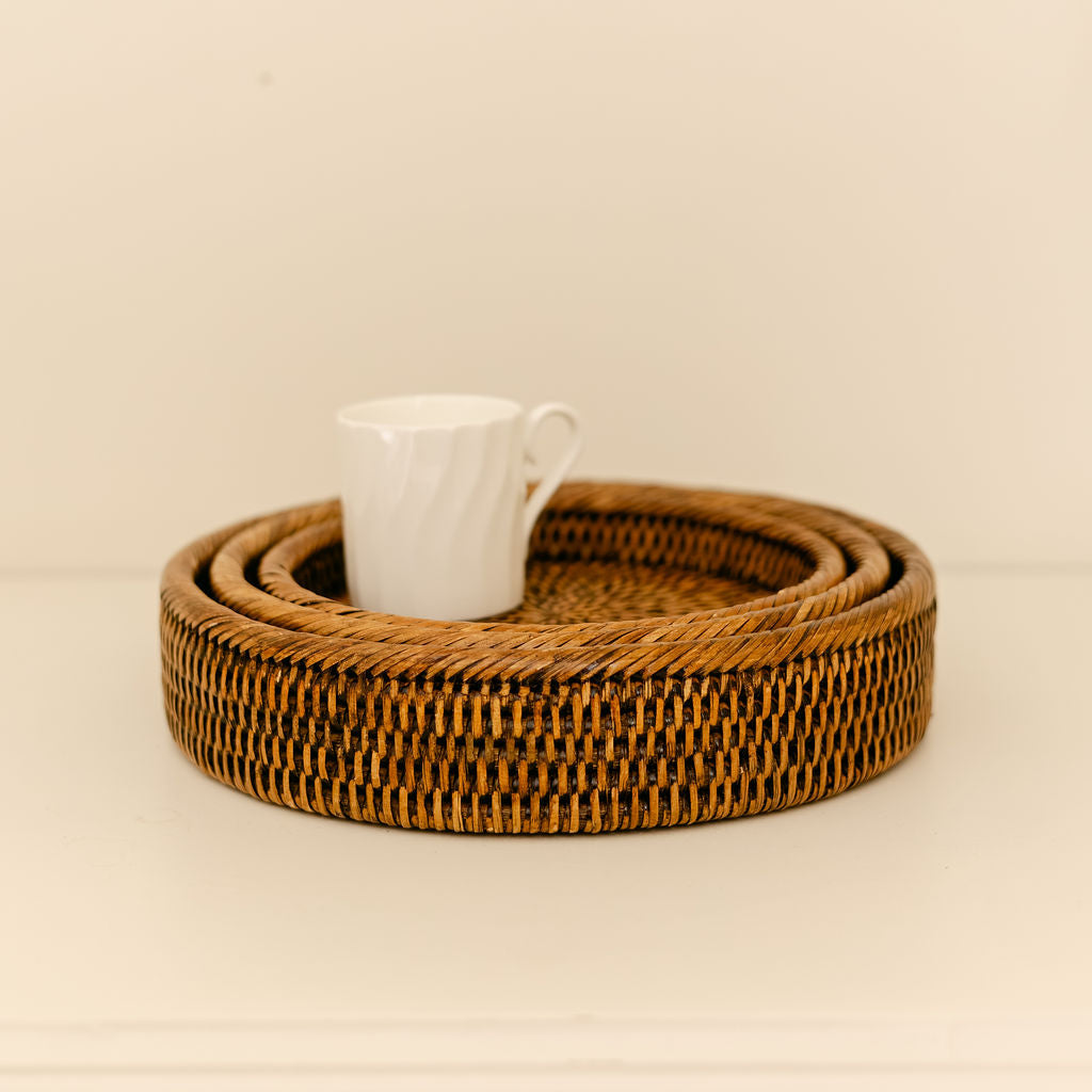 Small Round Rattan Tray