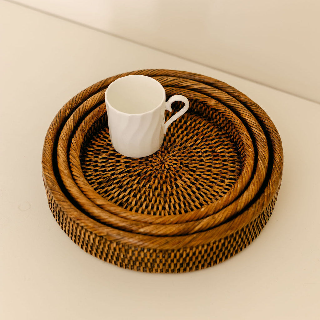 Small Round Rattan Tray