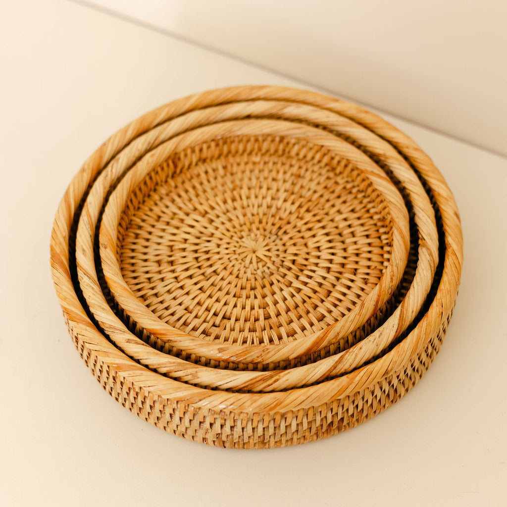 Small Round Rattan Tray
