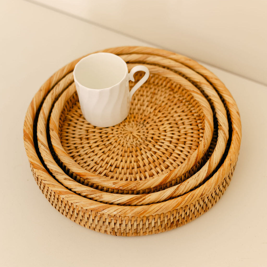 Small Round Rattan Tray