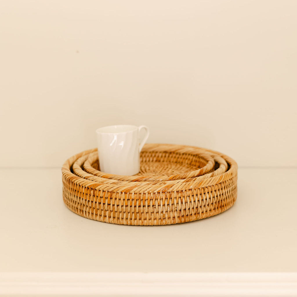 Small Round Rattan Tray