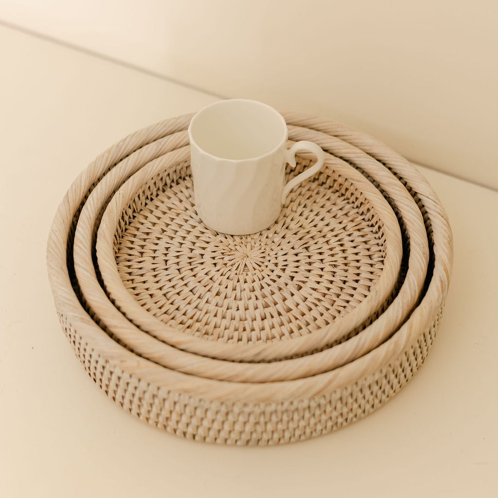 Small Round Rattan Tray