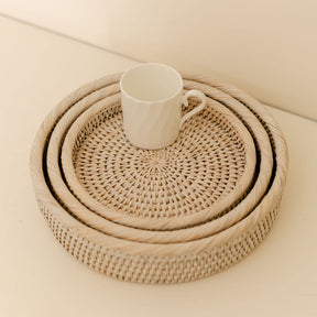 Small Round Rattan Tray