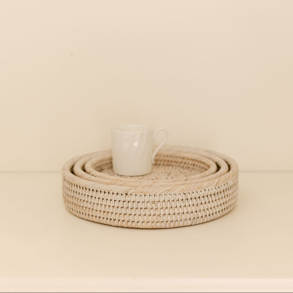 Small Round Rattan Tray