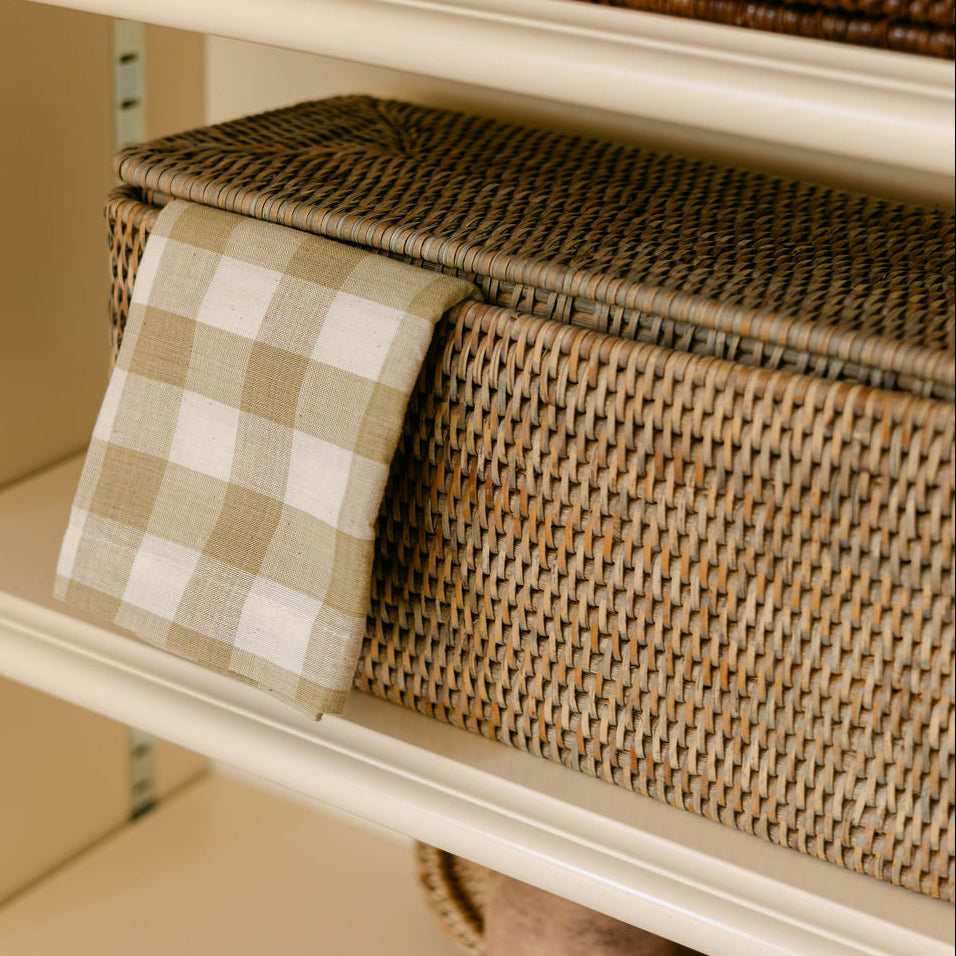 Rattan small  Rectangular Storage Basket with Lid