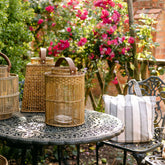 Round  Rattan Lantern with Glass Candle Holder