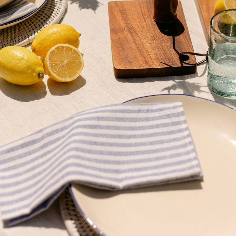Handwoven Half-Stripe Cotton Napkins (Set of 4)