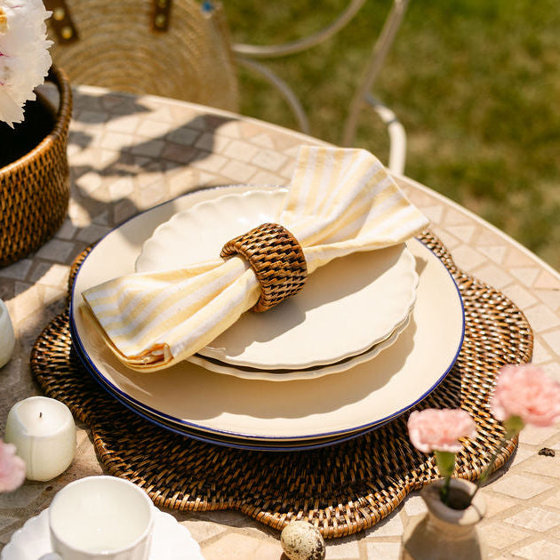 Handwoven Half-Stripe Cotton Napkins (Set of 4)