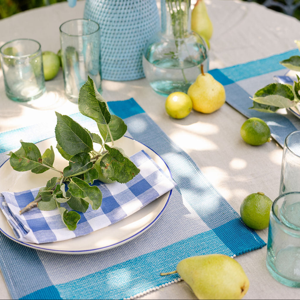 Handwoven 100% Pure Cotton Napkins – Gingham Check ( Set of Four)