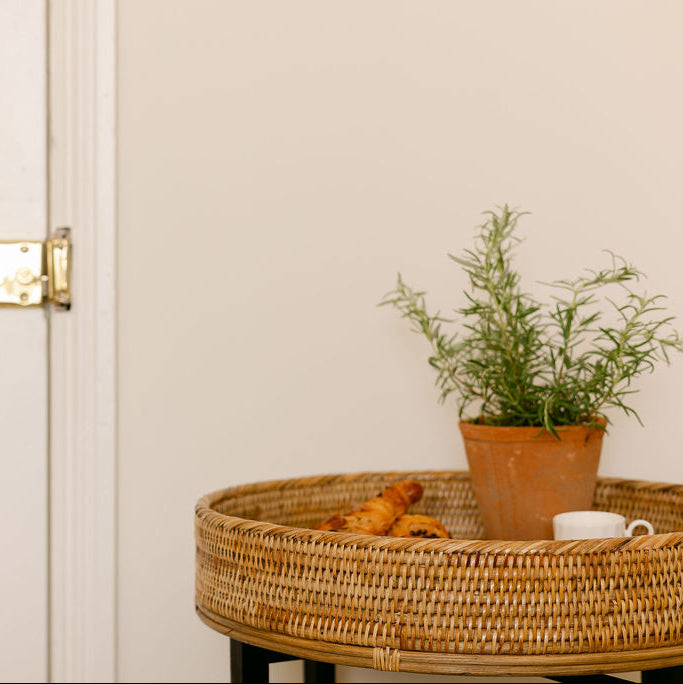 Rattan Two-Tier Coffee & Side Table – Foldable Legs