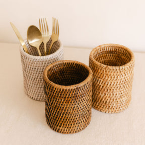 Rattan Brush  Holder/ Cutlery Holder/Pen Pot