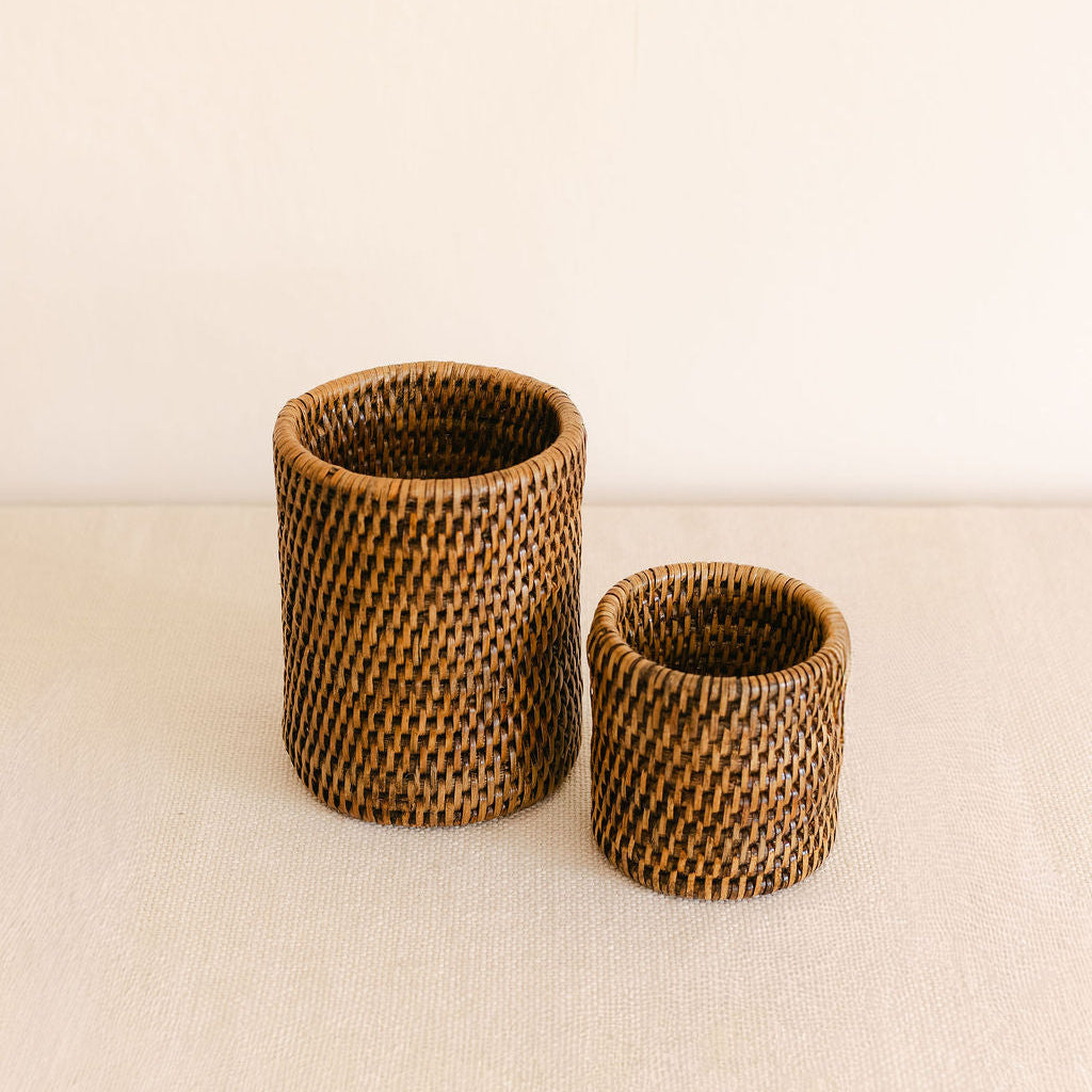 Rattan Brush  Holder/ Cutlery Holder/Pen Pot