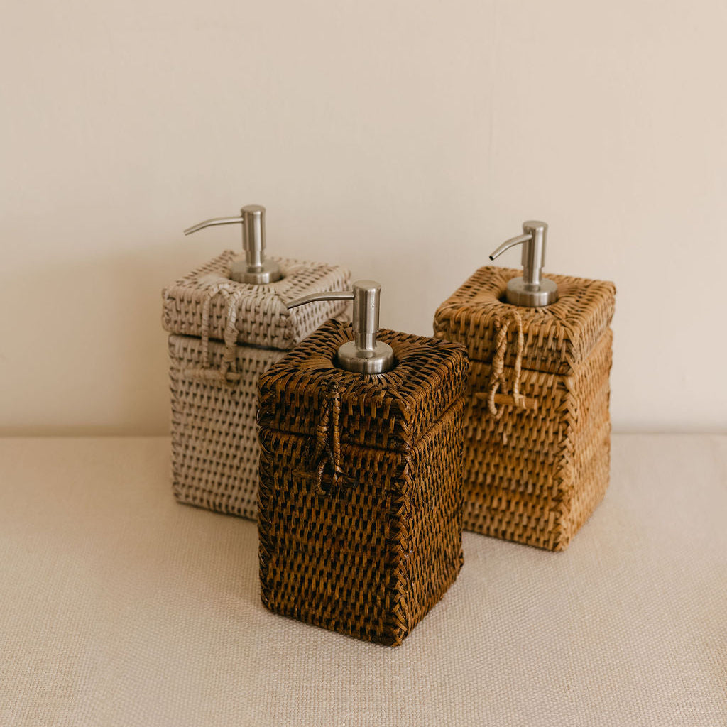 Square Rattan Soap Dispenser