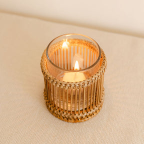 Rainfall Vertical-Weave Rattan Tealight Holder