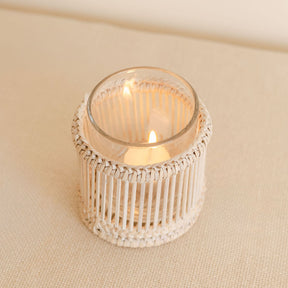 Rainfall Vertical-Weave Rattan Tealight Holder