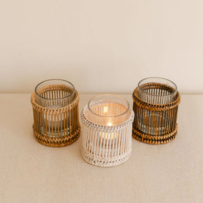 Rainfall Vertical-Weave Rattan Tealight Holder