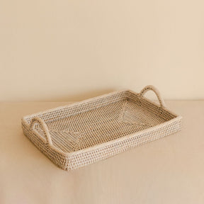 Rattan Rectangular Serving Tray with High Arch Handles
