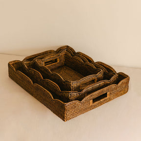 Rattan Rectangular Scallop Tray